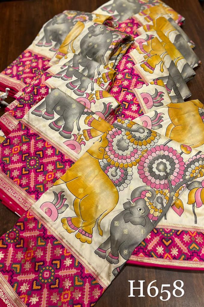 Kalamkari inspired Patola saree - Saffronfashionindia
