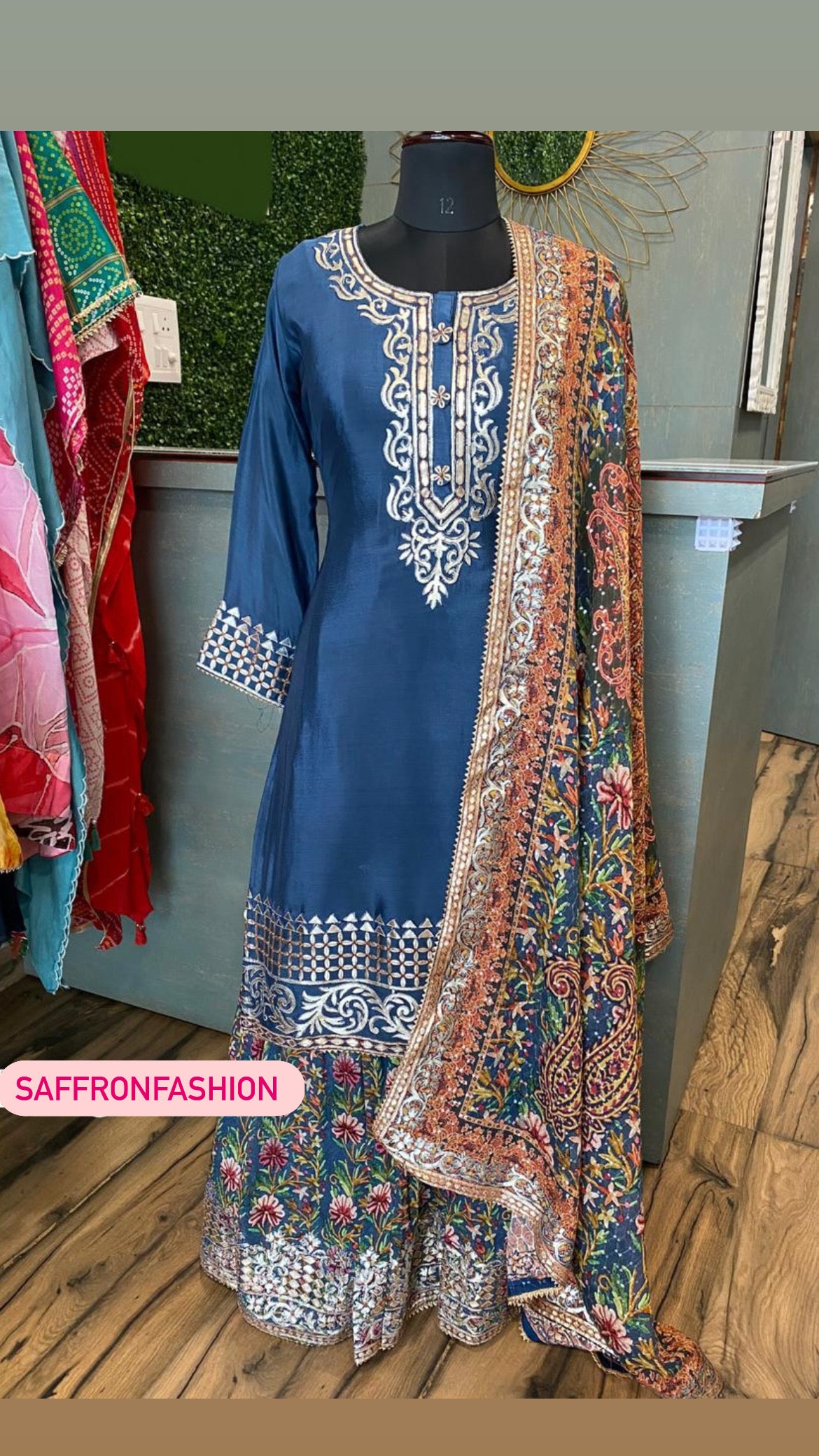 Urvi chinon kurta set - Saffronfashionindia