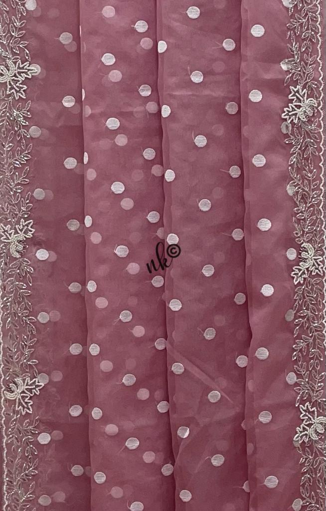 Polka dot organza saree - Saffronfashionindia
