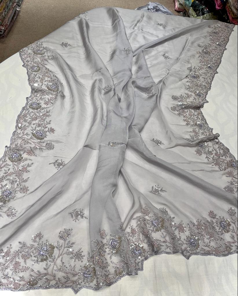 Bridesmaid organza saree - Saffronfashionindia