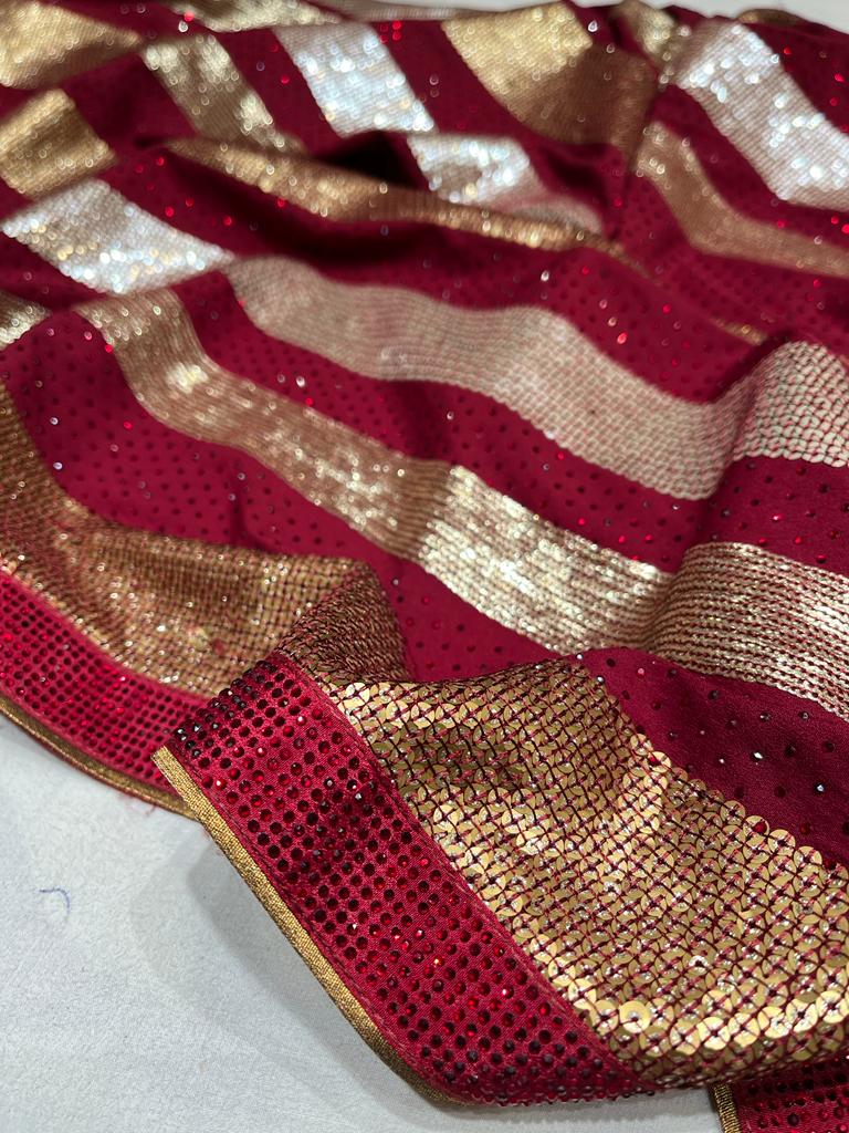 Bridal inspired crepe saree - Saffronfashionindia