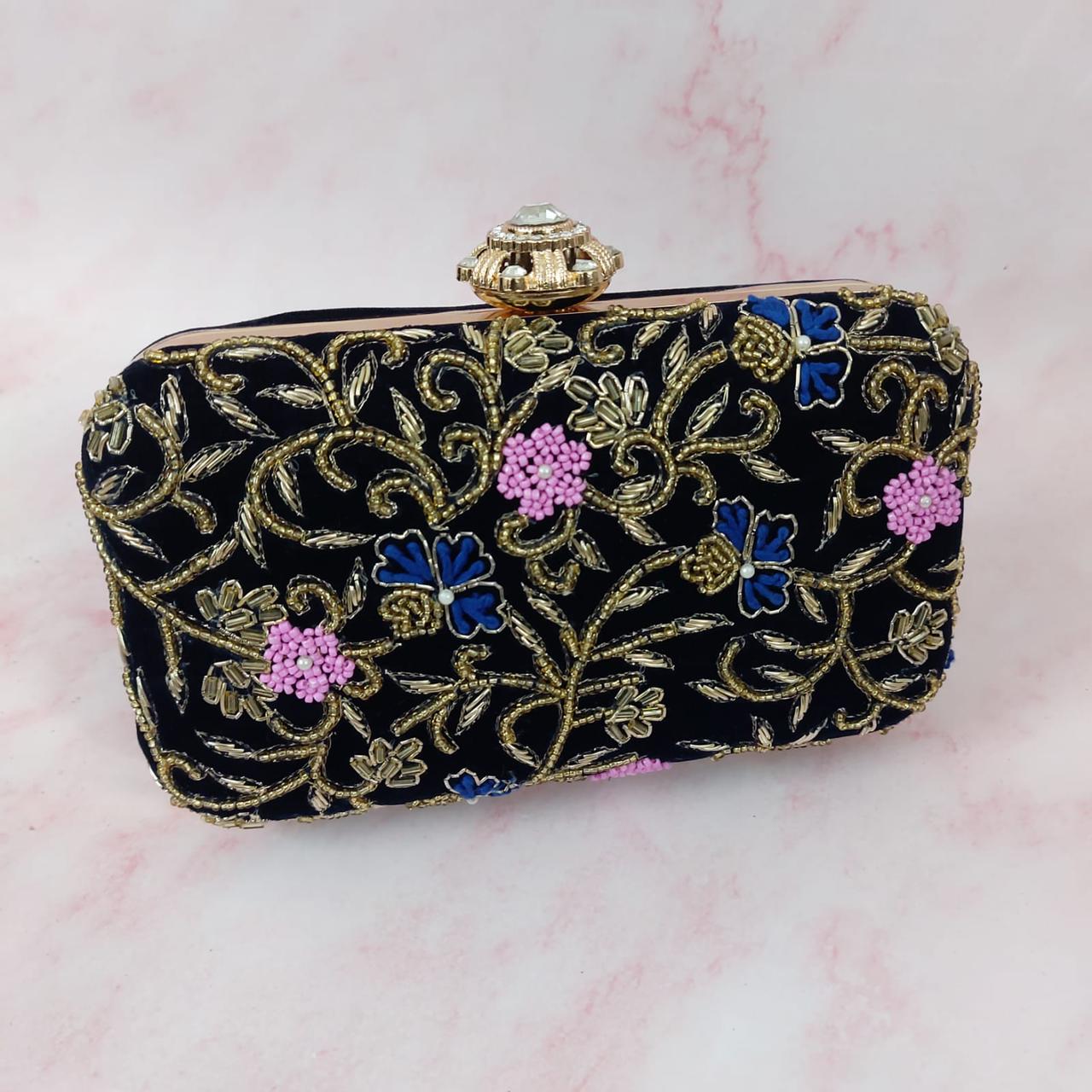 Niveki embroidery clutch - Saffronfashionindia