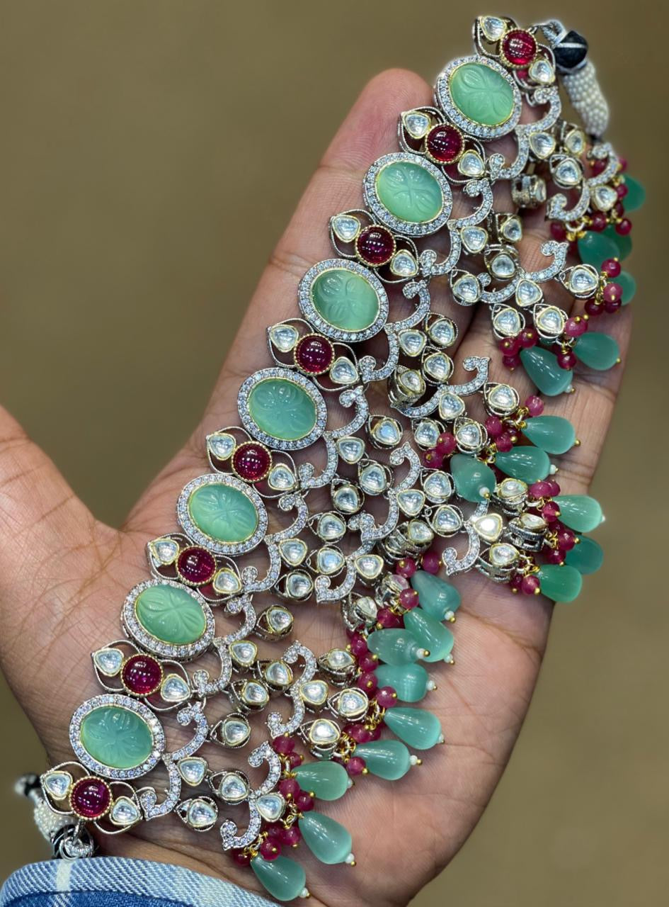 Vanima beaded choker set - Saffronfashionindia