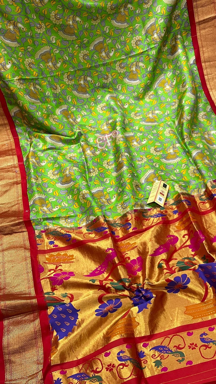 Gadwal paithani kalamkari saree - Saffronfashionindia