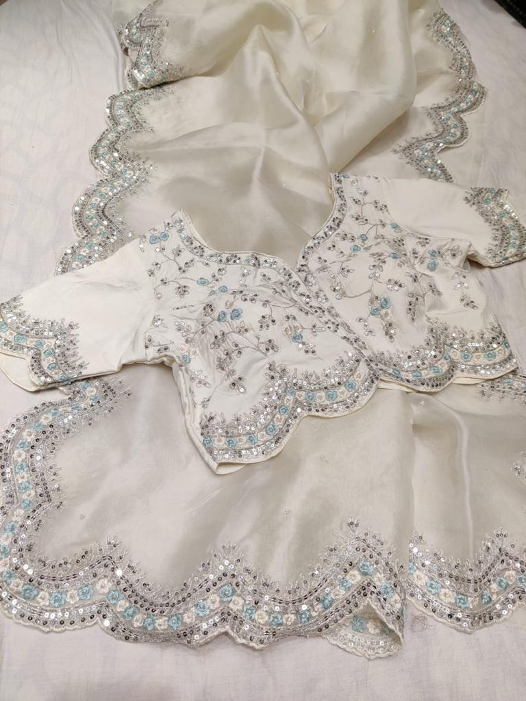 Lishik organza zardosi saree - Saffronfashionindia