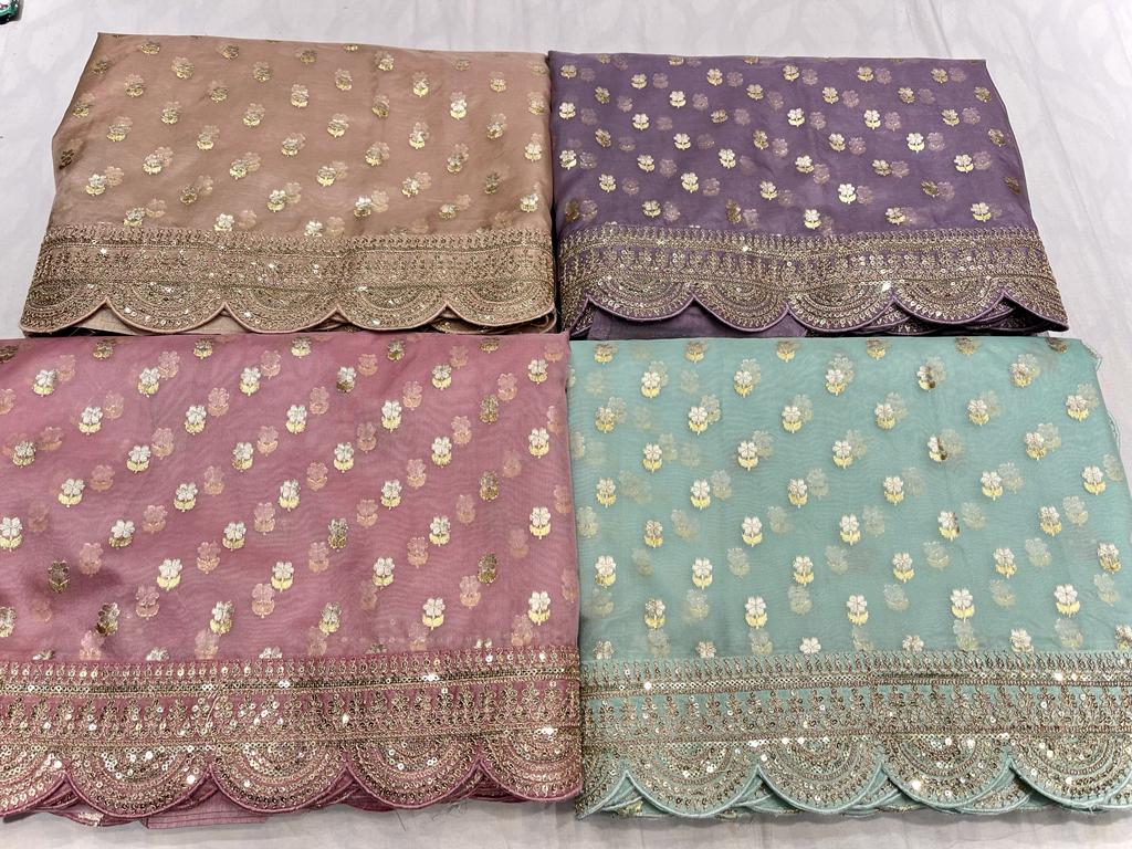 Scalloped weaving beautiful saree - Saffronfashionindia
