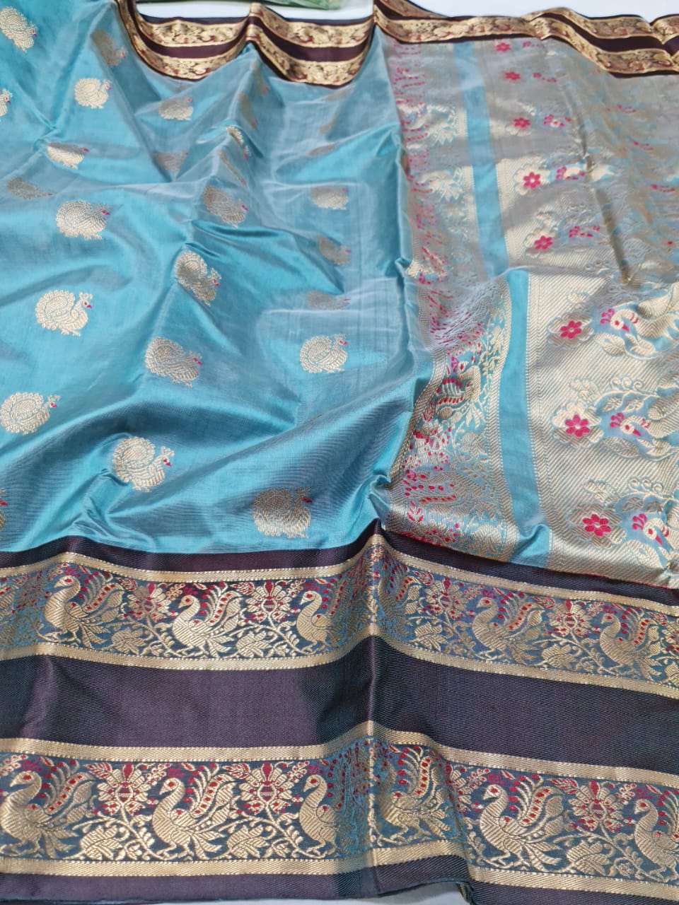 Firoza Chanderi pattu saree - Saffronfashionindia