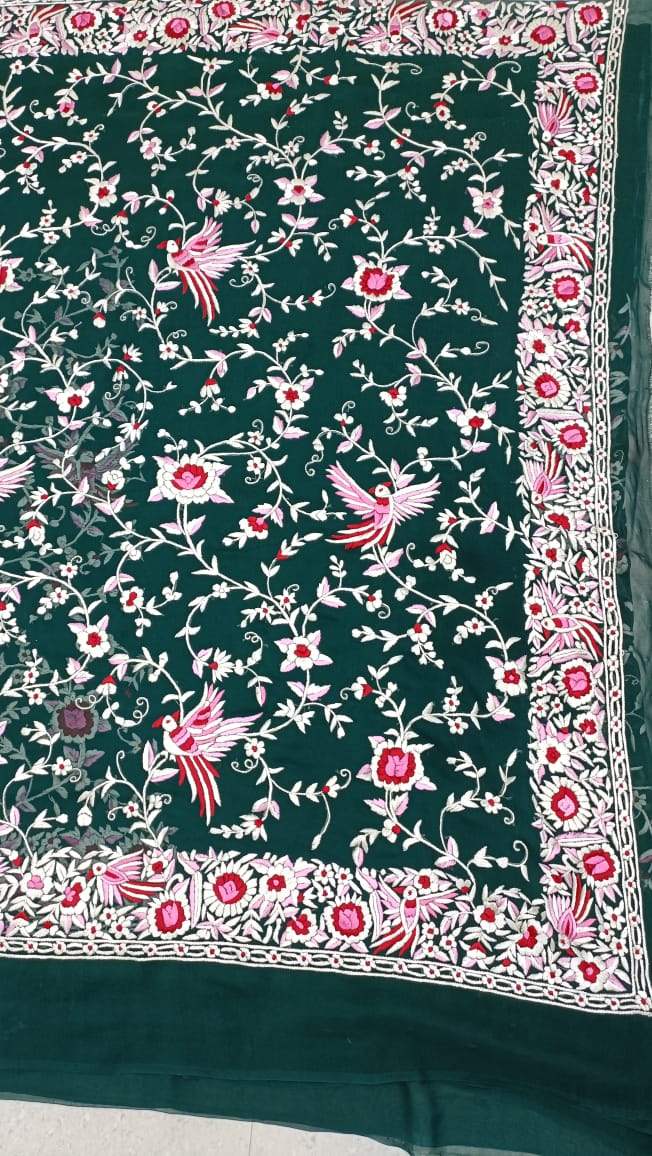 Emaerald parsi saree - Saffronfashionindia