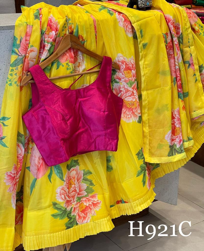Floral printed lehangas - Saffronfashionindia