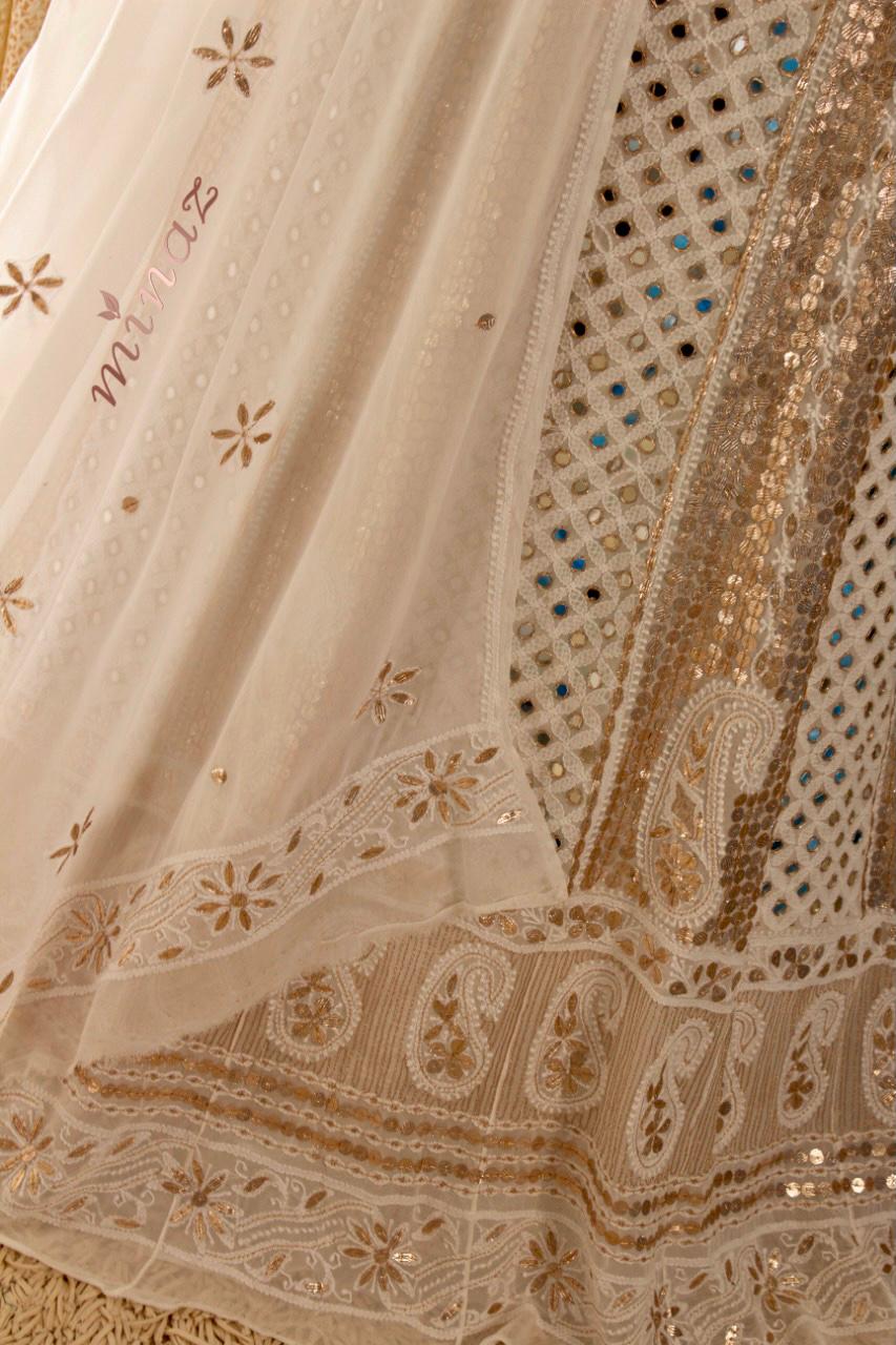 Authentic Anarkali Chikankari suit - Saffronfashionindia