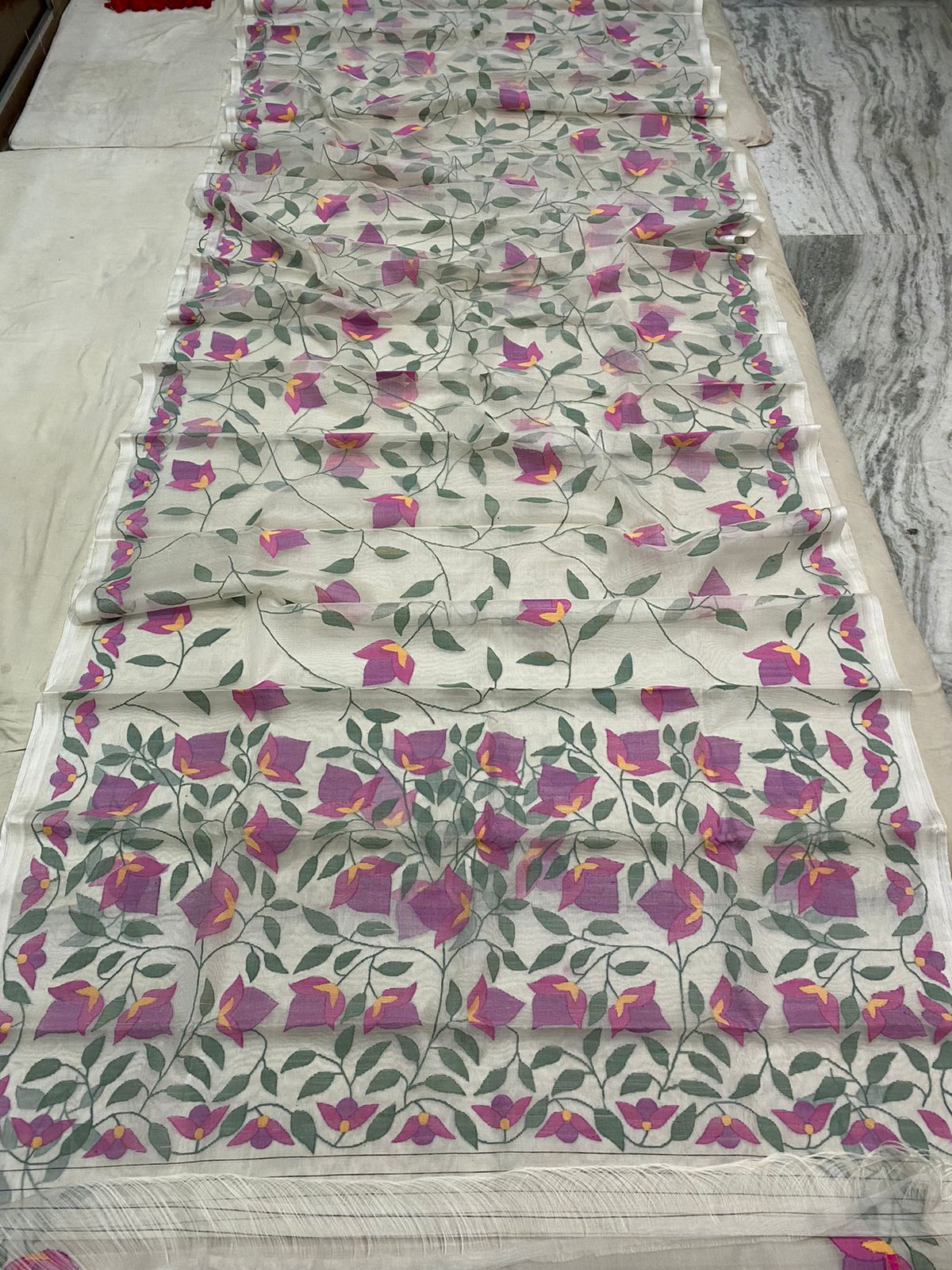 Pini muslin tantuj saree - Saffronfashionindia