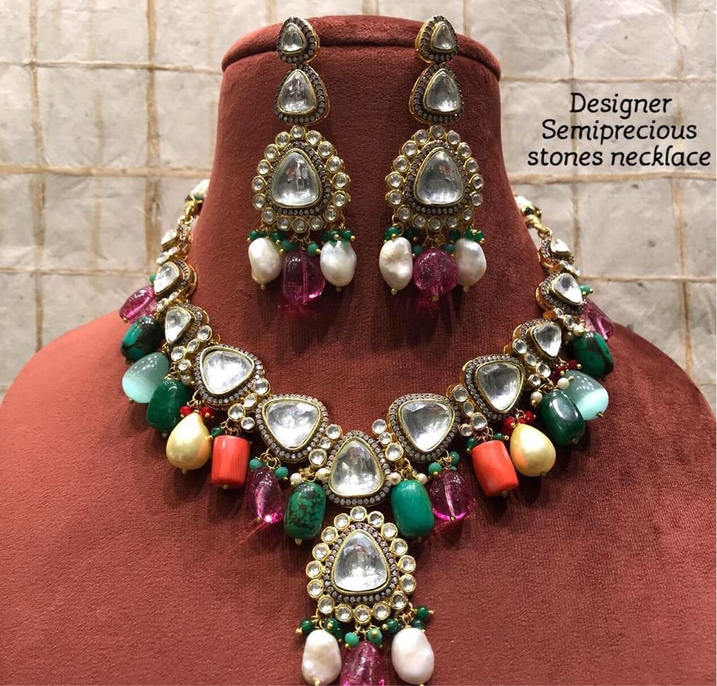 Multi beaded necklace set - Saffronfashionindia