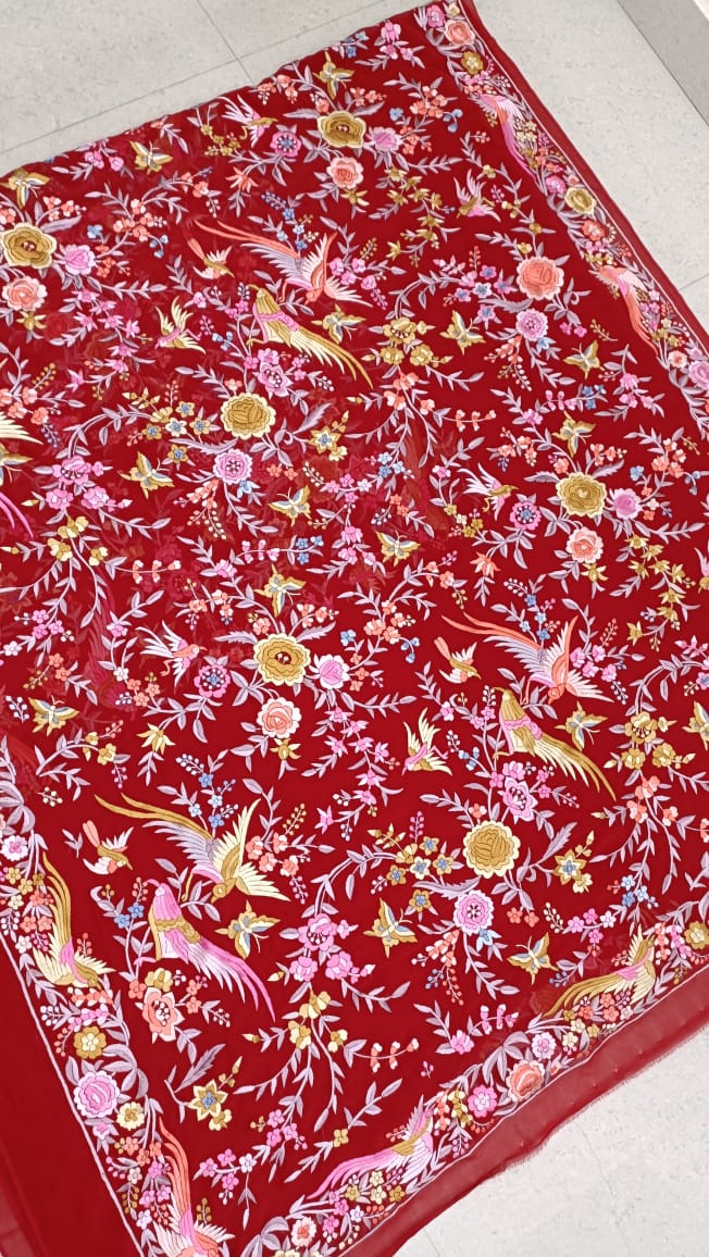 Red riding inspired Parsi saree - Saffronfashionindia