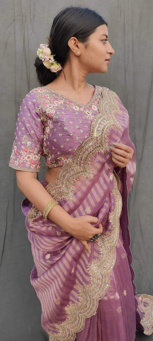 Arizona handloom  kora saree - Saffronfashionindia