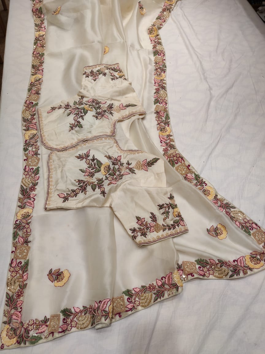 Apima embroidery saree - Saffronfashionindia