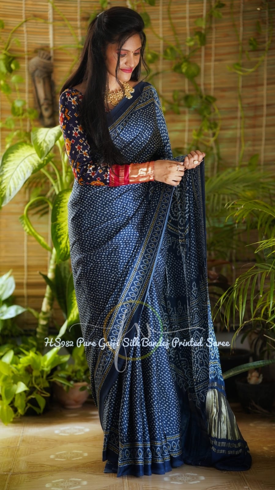 Midnite blue gajji silk saree - Saffronfashionindia