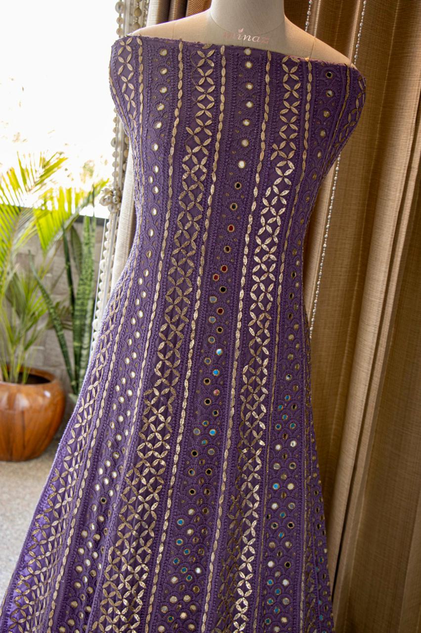 Purple Anarkali gorgette dress - Saffronfashionindia