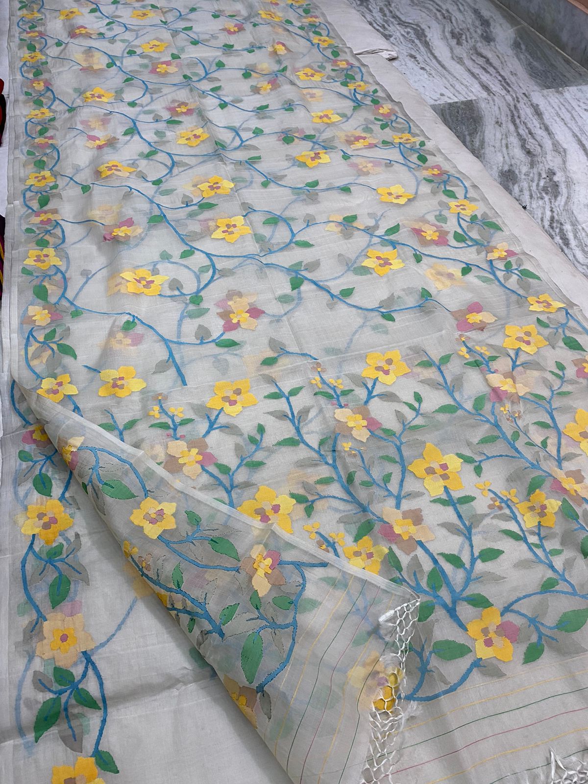 Umraojani muslin jamdani saree - Saffronfashionindia