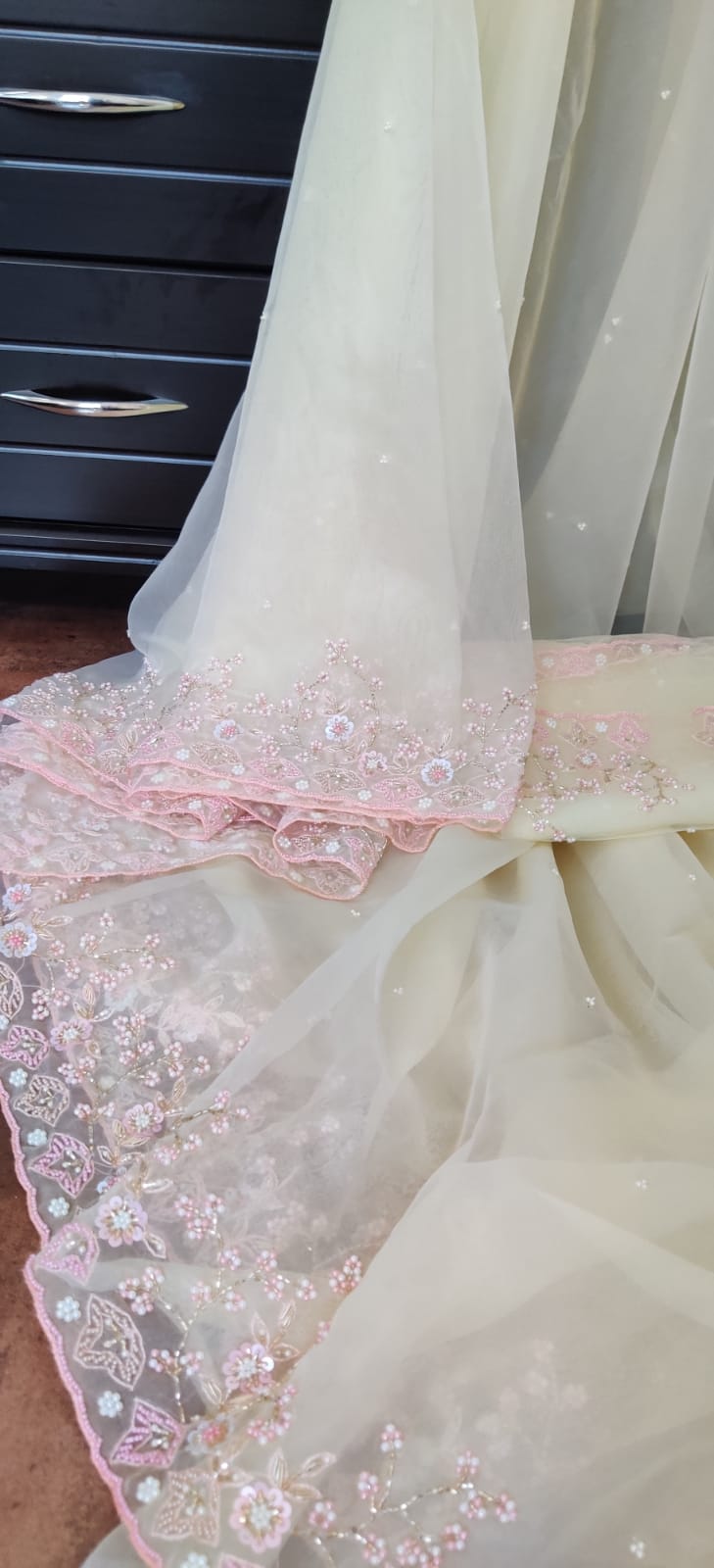 Ishu embroidery organza saree - Saffronfashionindia