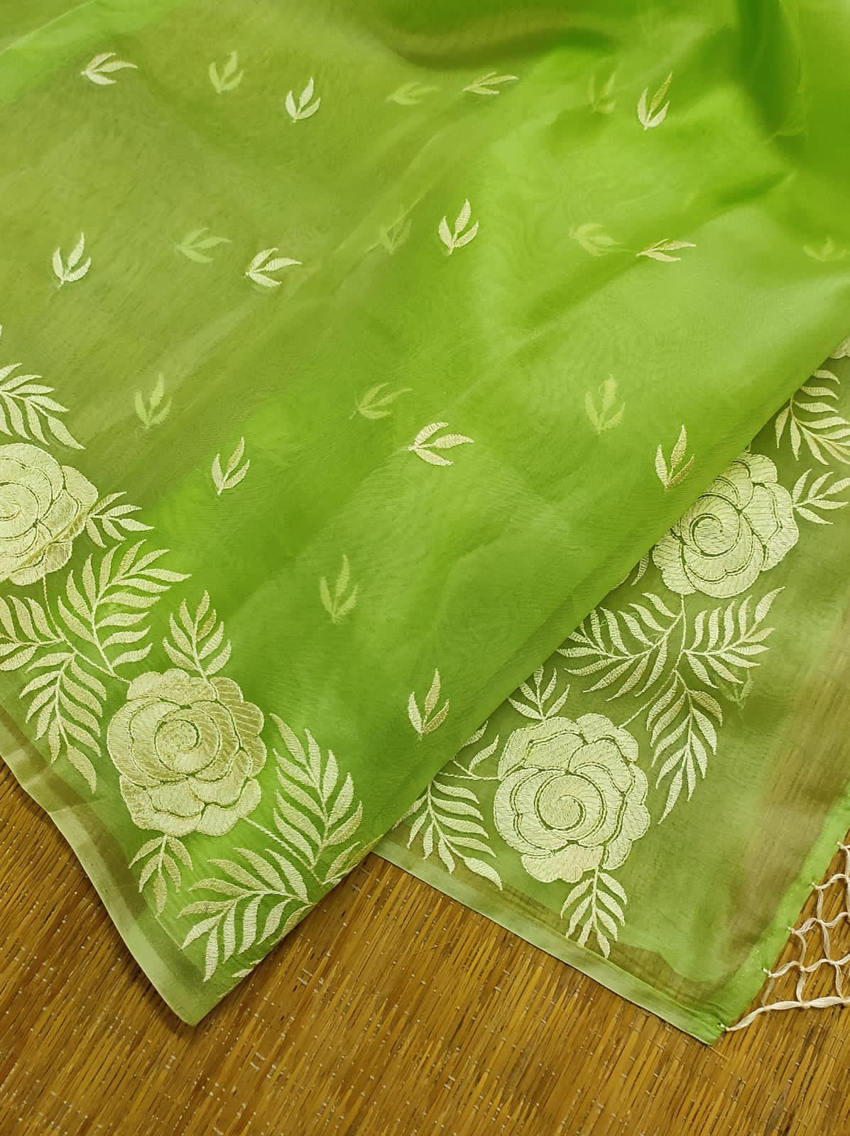 Rose inspired organza saree - Saffronfashionindia
