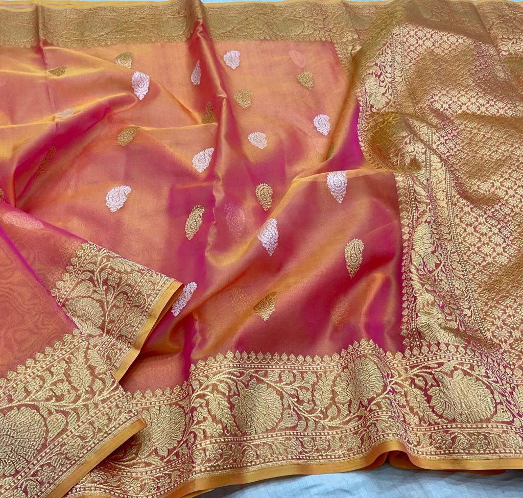 Lizak shaded organza saree - Saffronfashionindia