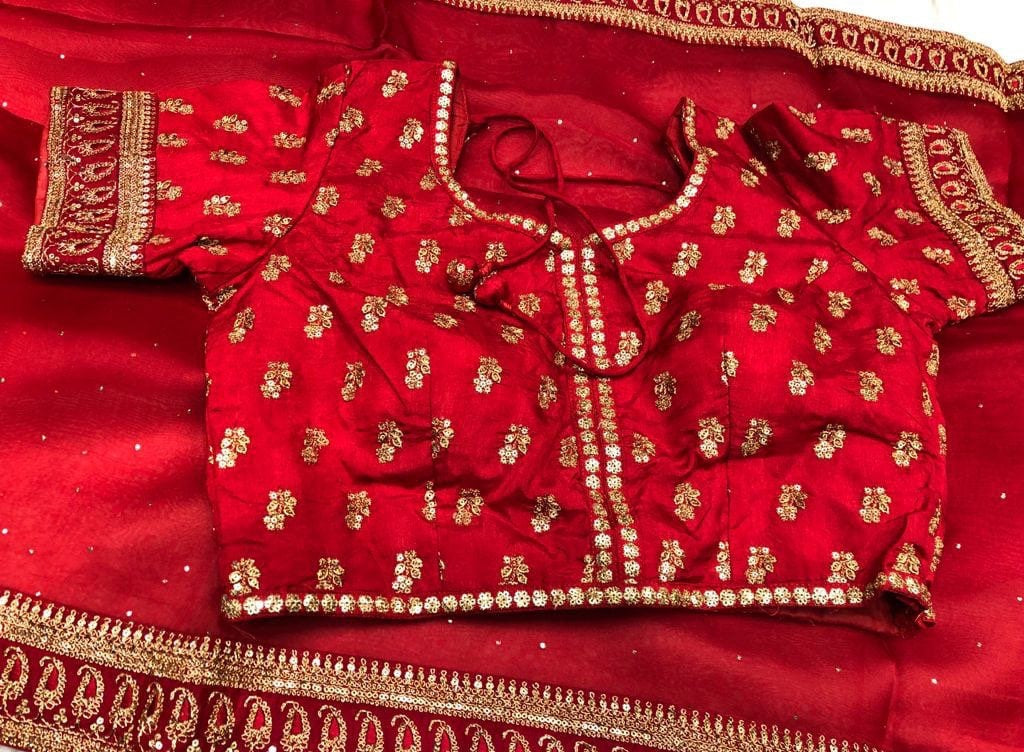 Karwachauth inspired red saree - Saffronfashionindia