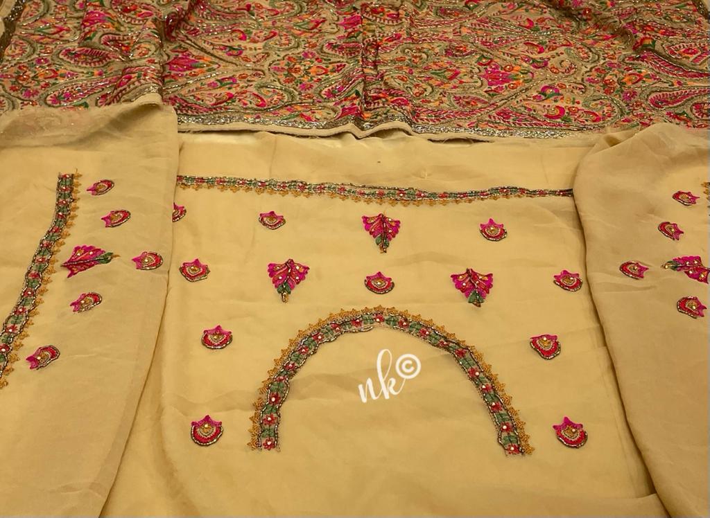 Kashmiri inspired gorgette saree - Saffronfashionindia