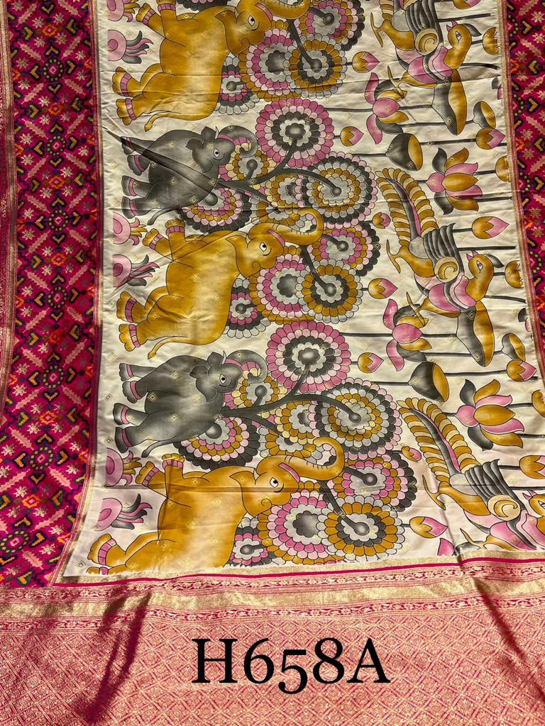 Kalamkari inspired Patola saree - Saffronfashionindia