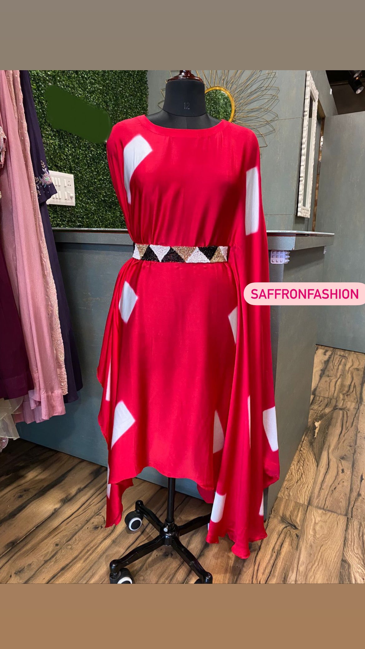 Satin silk kaftan - Saffronfashionindia