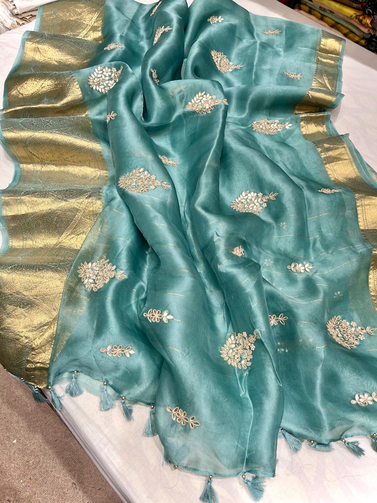 Kanchi organza saree - Saffronfashionindia