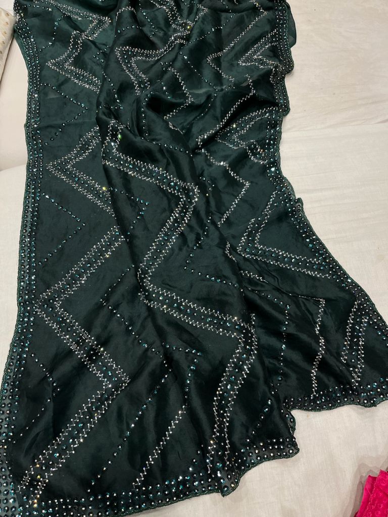 Ivara organza zardosi saree - Saffronfashionindia
