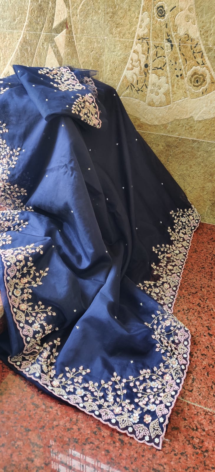 Ishu embroidery organza saree - Saffronfashionindia