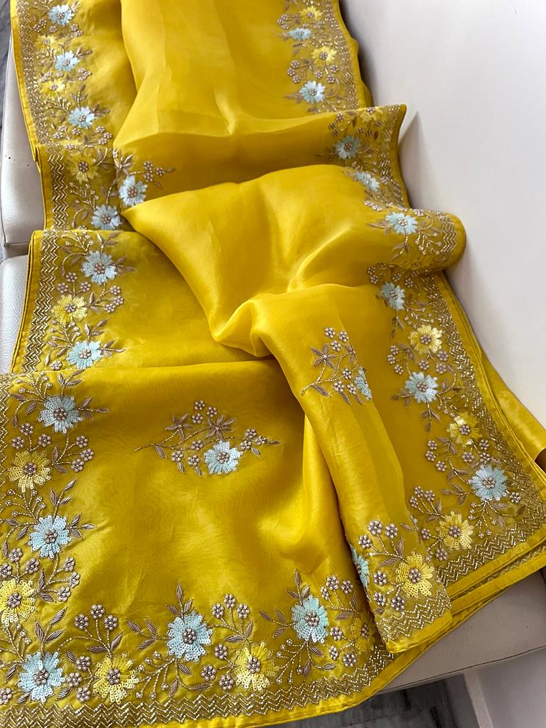 Mishika organza saree - Saffronfashionindia