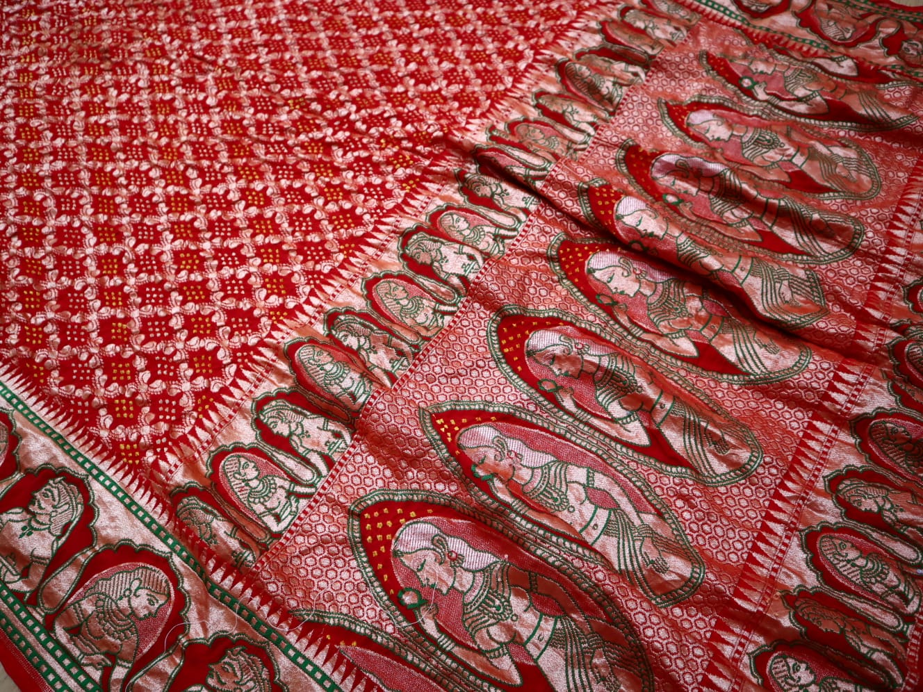 King queen inspired bandhani saree - Saffronfashionindia