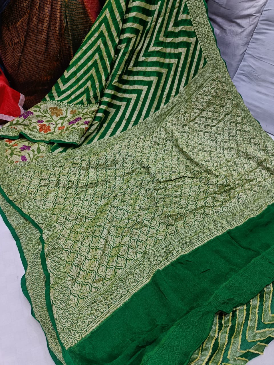 Zig zag inspired striped saree - Saffronfashionindia