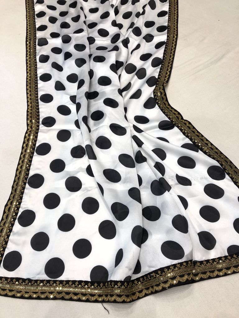 Polka dot organza saree - Saffronfashionindia