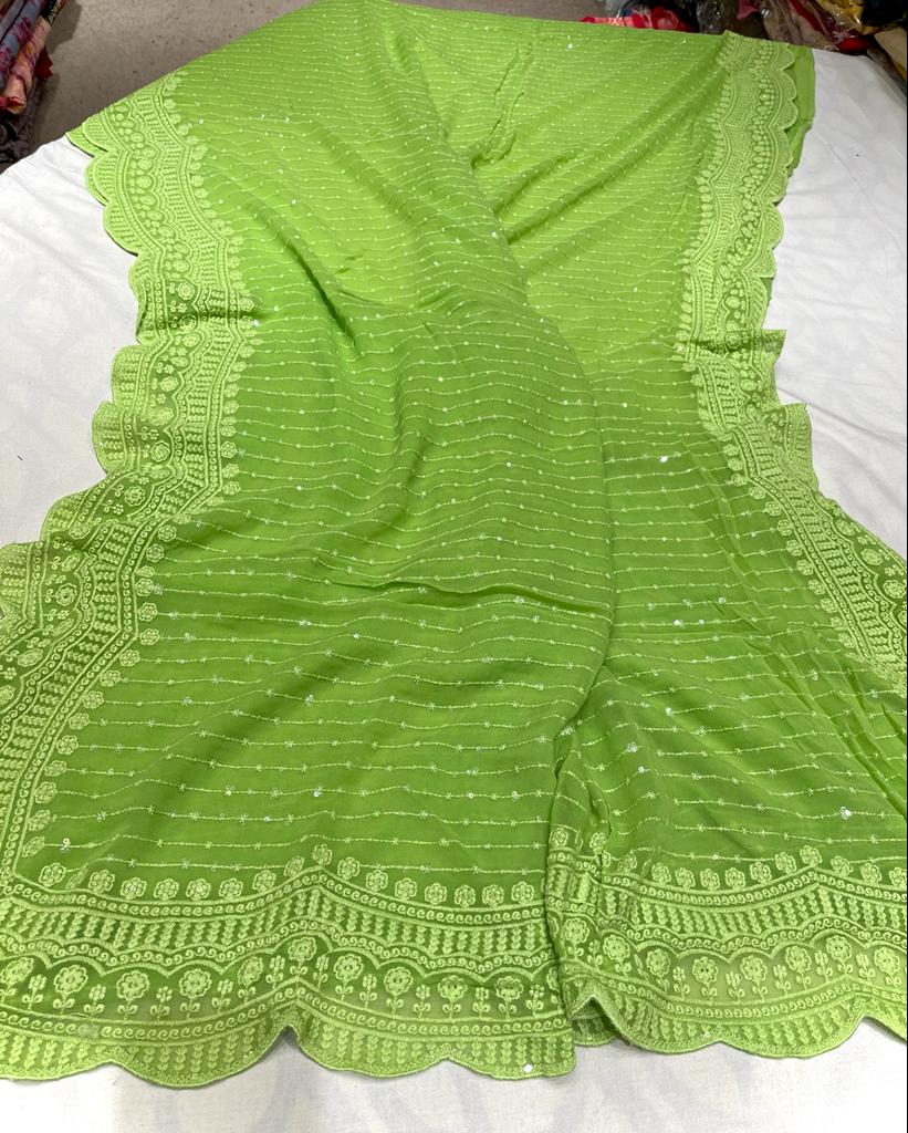 Irvisha sequins Chikankari saree - Saffronfashionindia