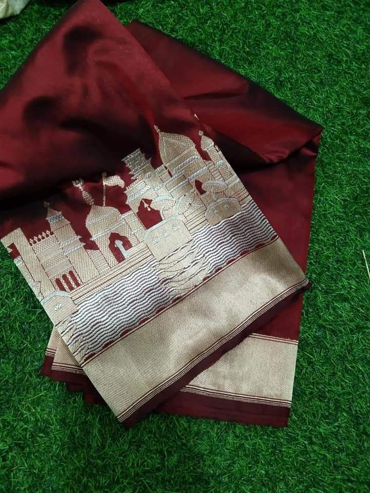Gangaghat Katan silk saree - Saffronfashionindia