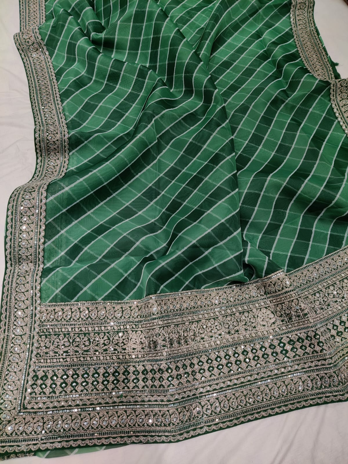 Sudeshi organza partywear saree - Saffronfashionindia