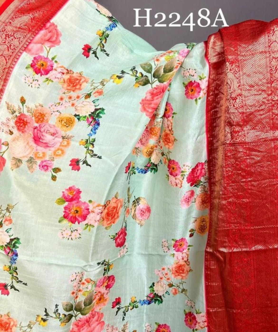 Kanchipuram floral silk saree - Saffronfashionindia