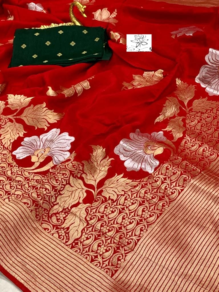 Gulshan moonga saree - Saffronfashionindia