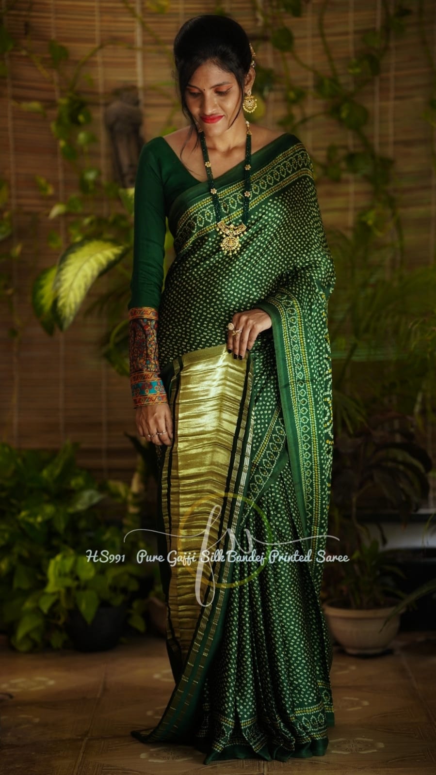 Ranisha bandhej gajji silk saree - Saffronfashionindia