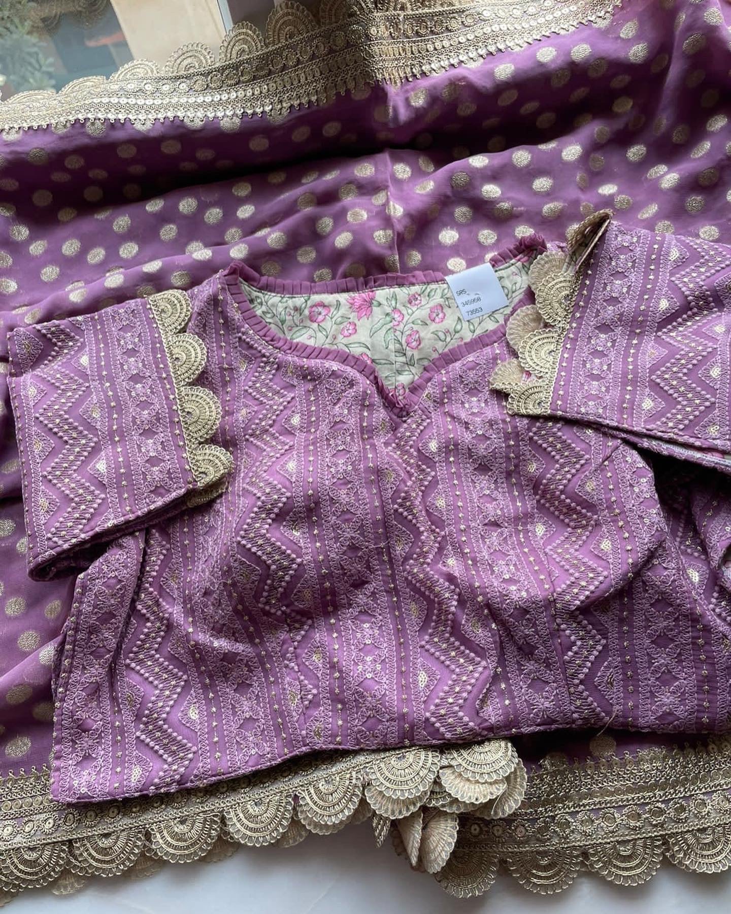 Lavender fancy partywear saree - Saffronfashionindia