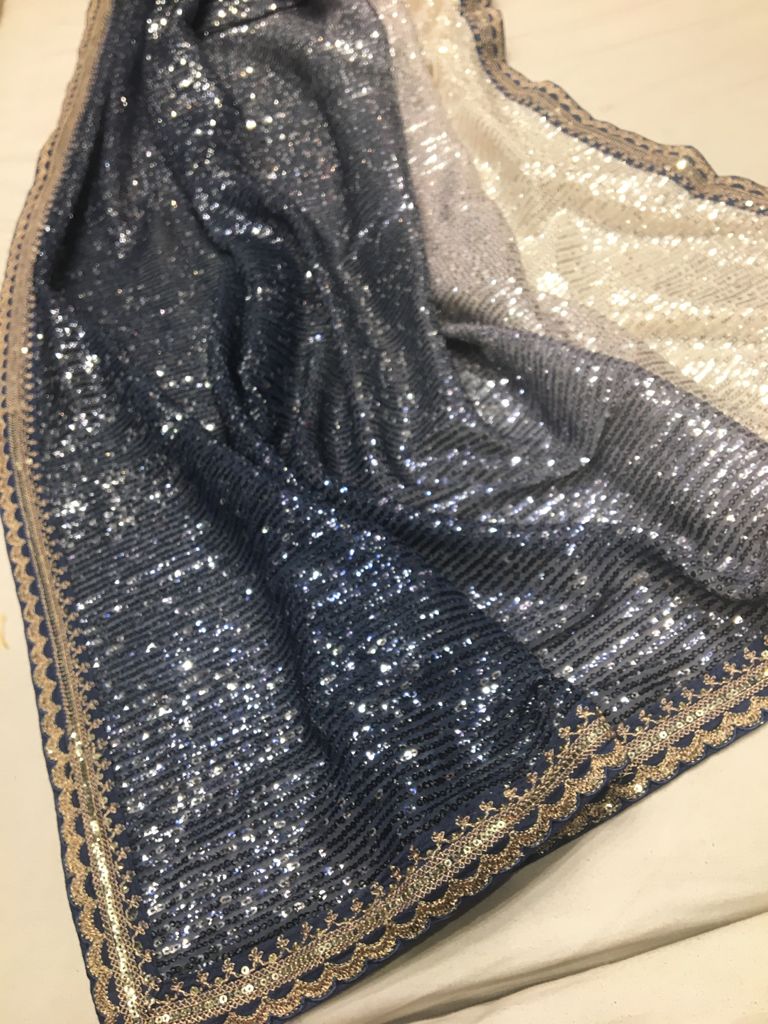 Sequins partywear saree - Saffronfashionindia