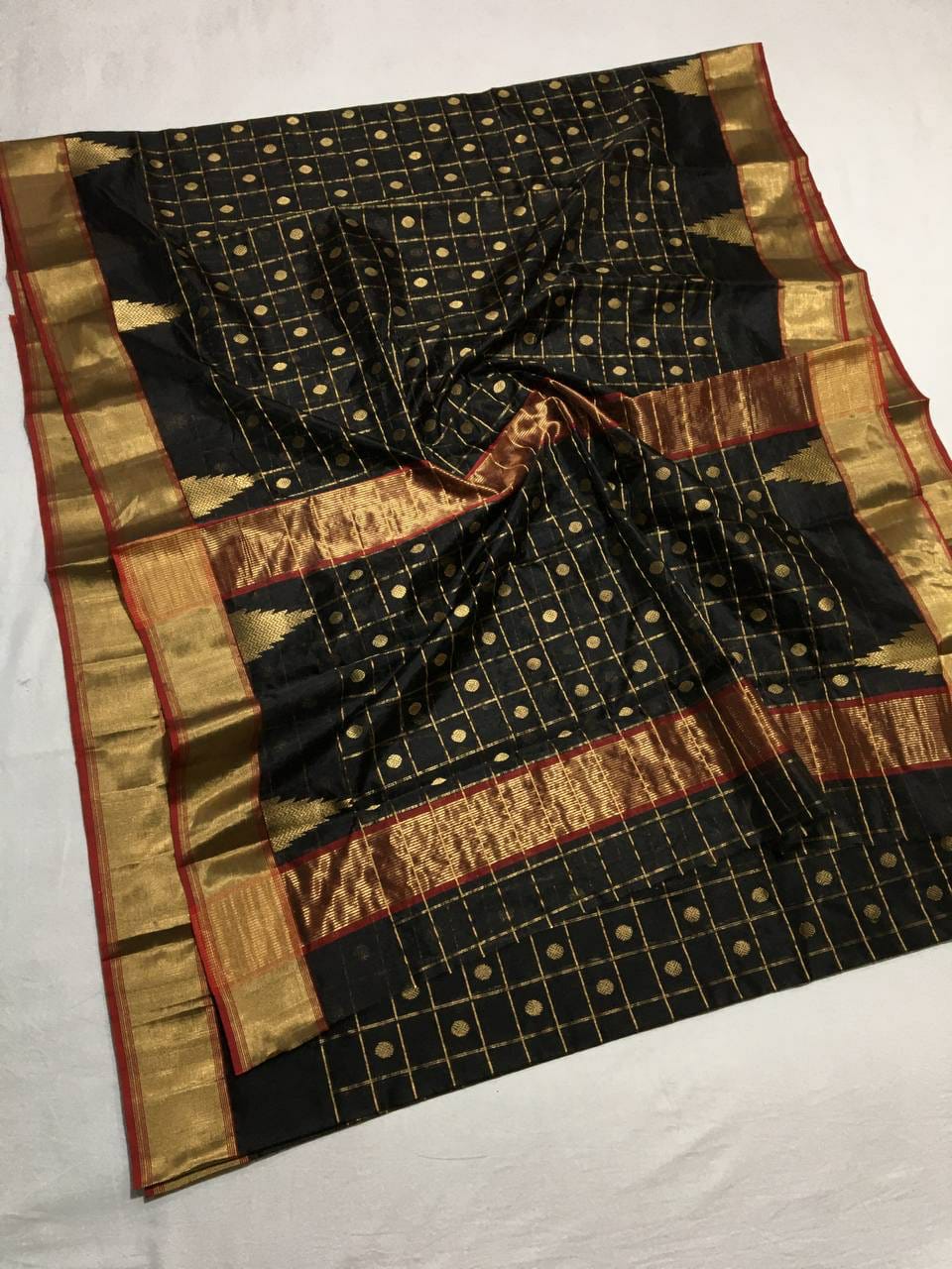 Black beauty Chanderi saree - Saffronfashionindia