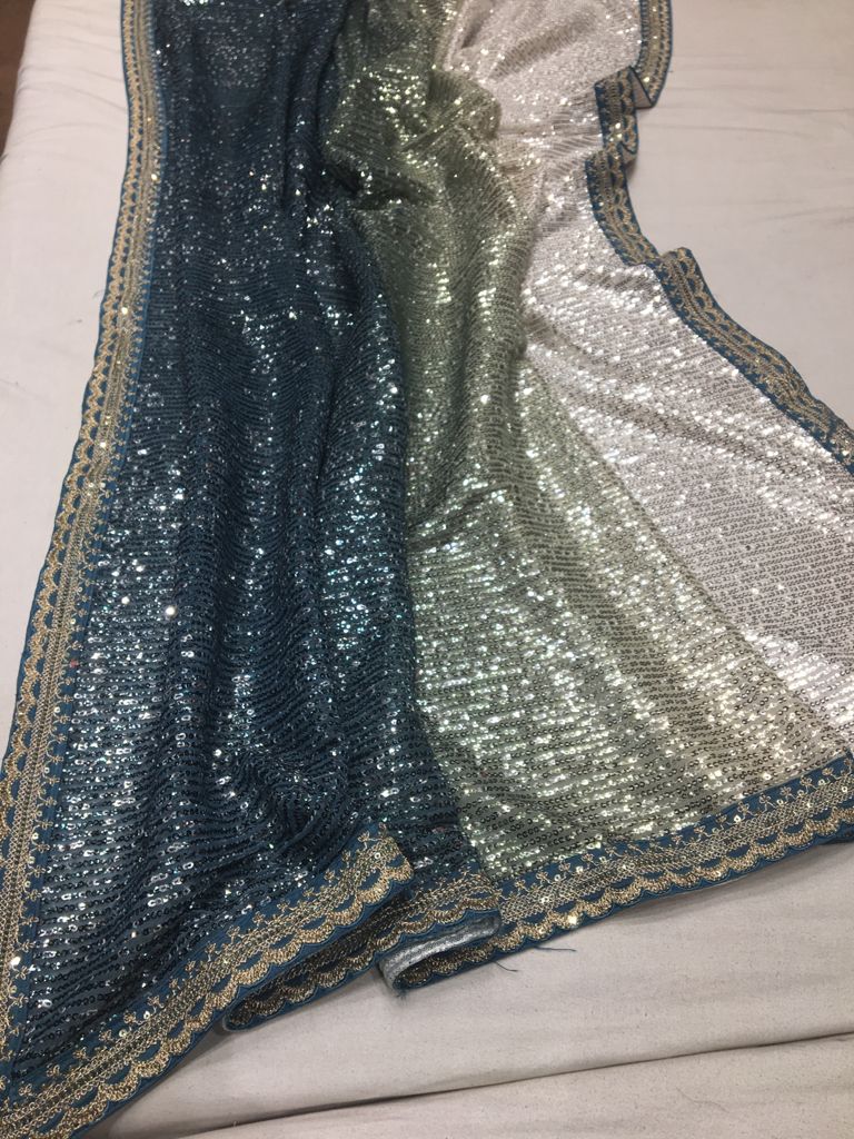 Sequins partywear saree - Saffronfashionindia