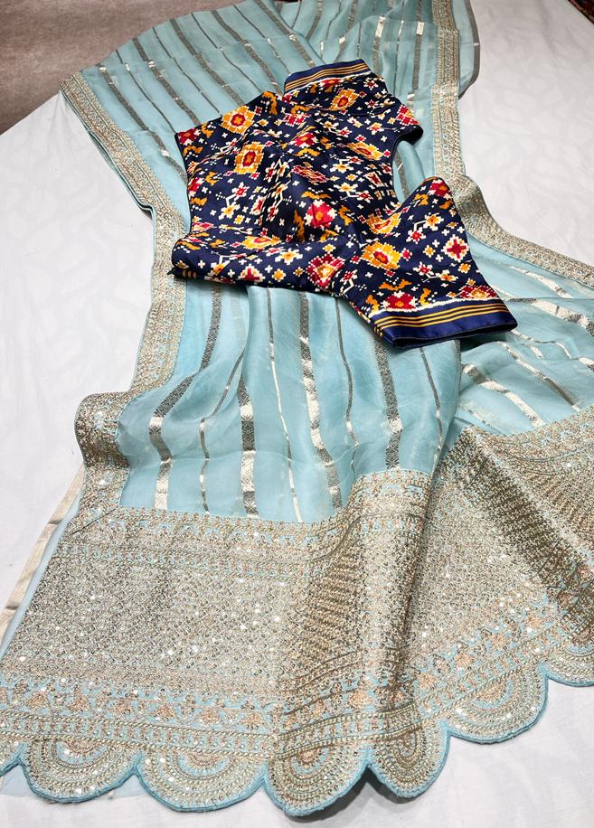 Kora stripes saree - Saffronfashionindia