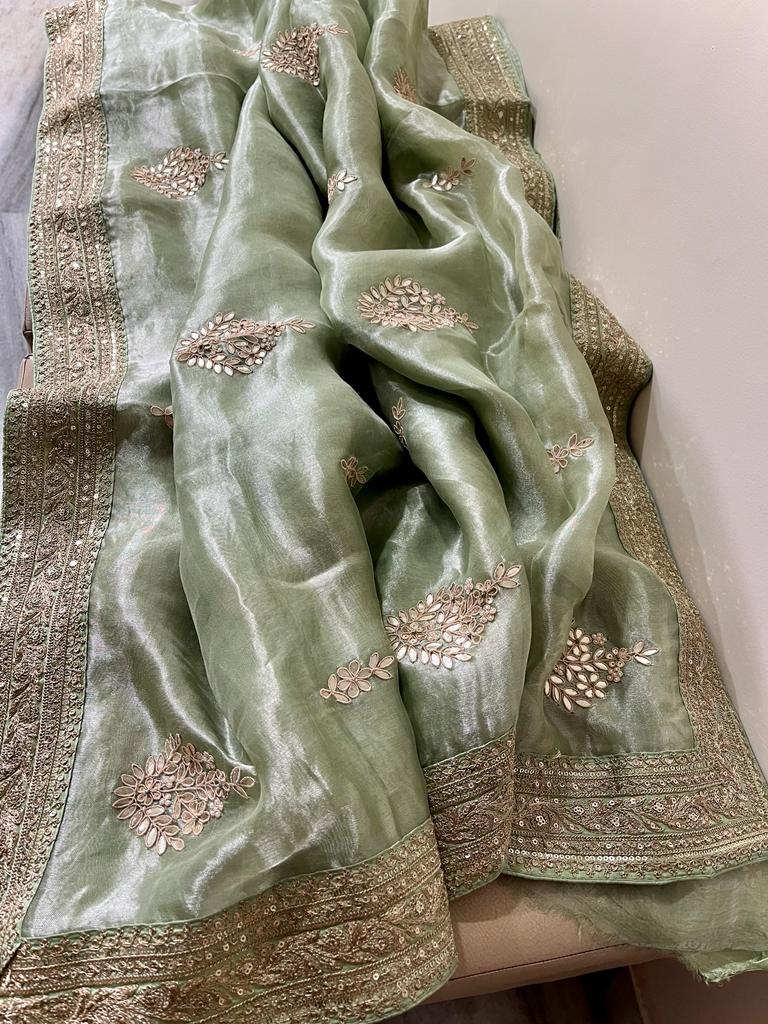 Kalki tissue organza saree - Saffronfashionindia