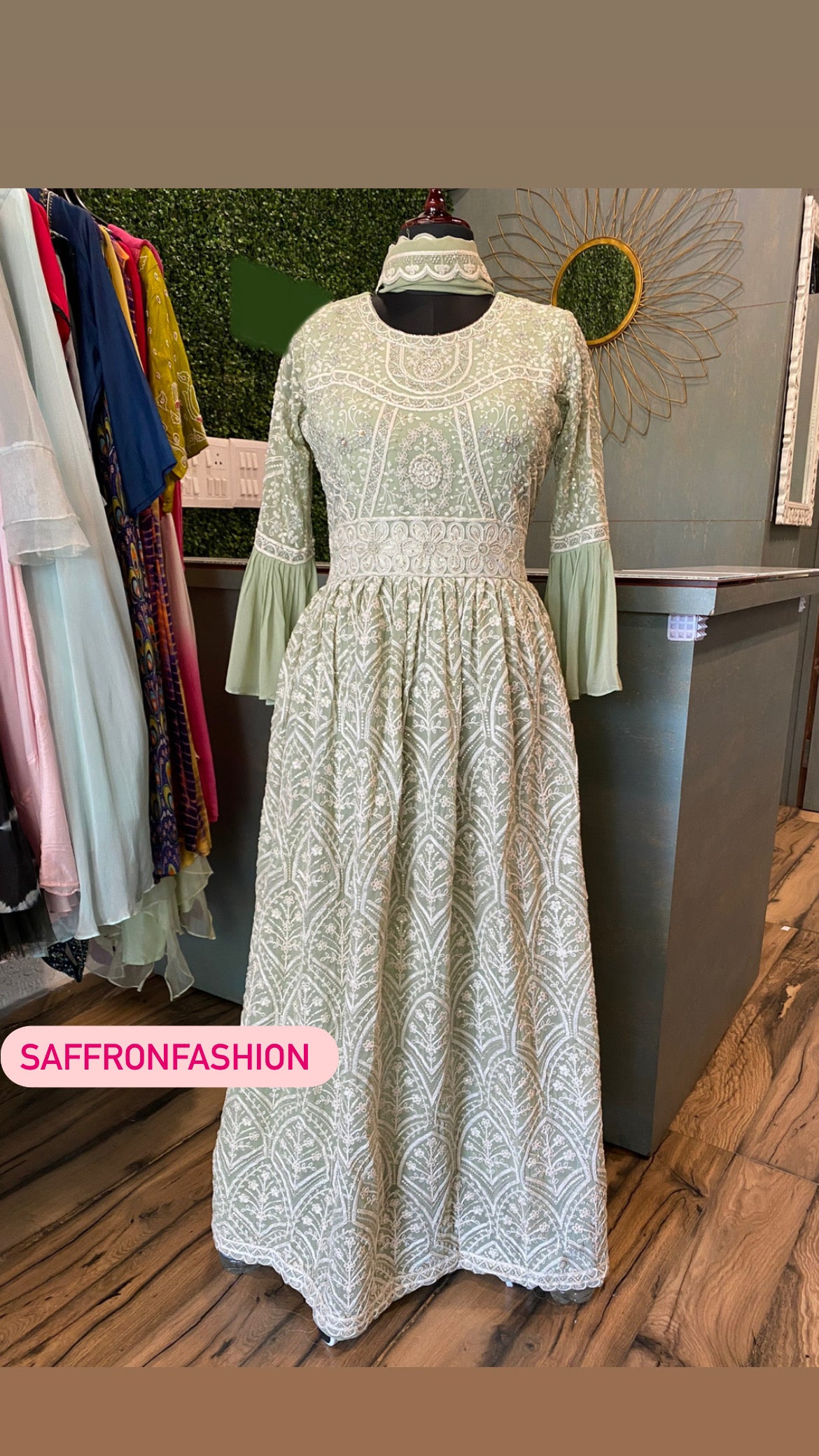 Maldiv gorgette gown - Saffronfashionindia