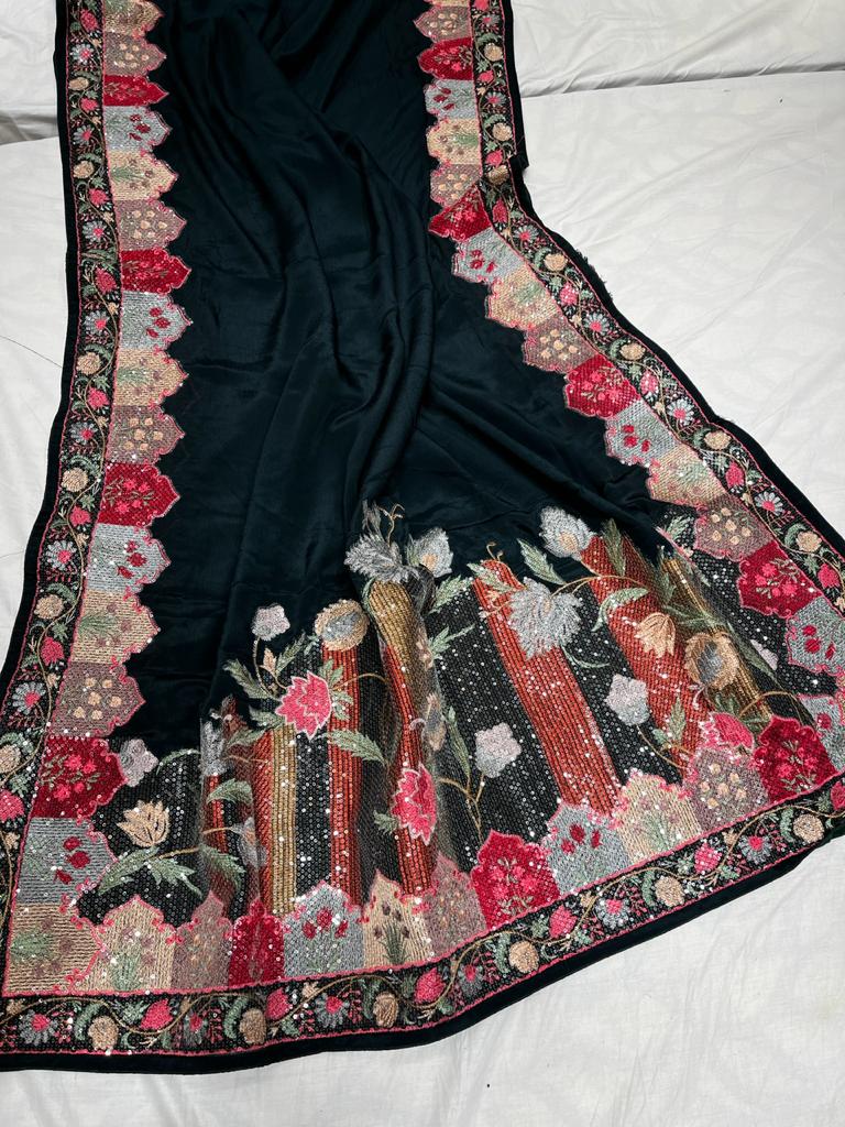 Ashvi crepe designer saree - Saffronfashionindia
